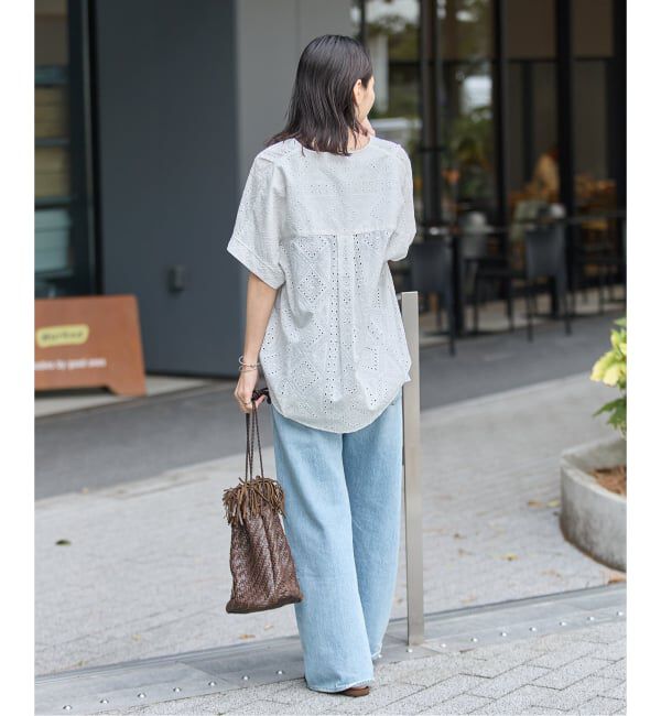 JOURNAL STANDARD「カットワークレースノーカラーブラウス」|シャツ・ブラウス|