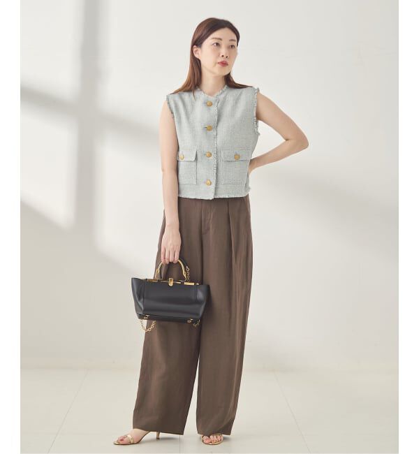 journal standard L'essage「GIOLICA ツイードメッシュノーカラーベスト」|ベスト・ジレ|