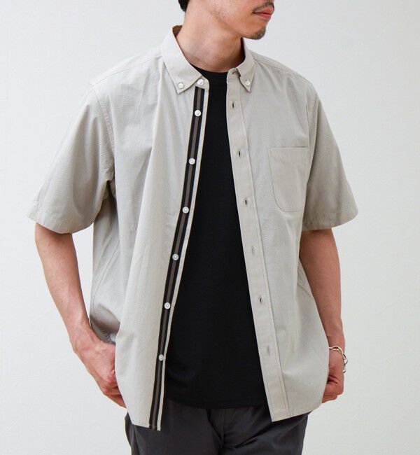 GLOSTER「オーバーフローサッカーニットテープS/Sシャツ」|シャツ・ブラウス|グレーベージュ