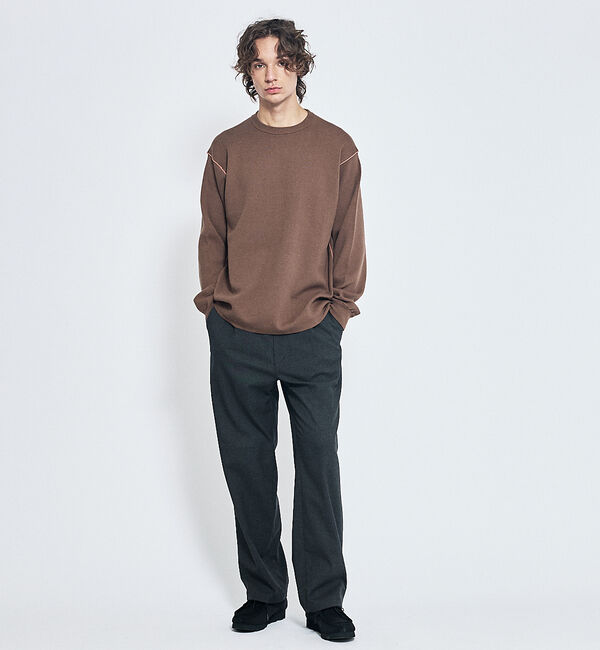 ABAHOUSE「【リバーシブルカラー】14Gコットン ニットスウェット / クルーネックプルオー」|ニット・セーター|