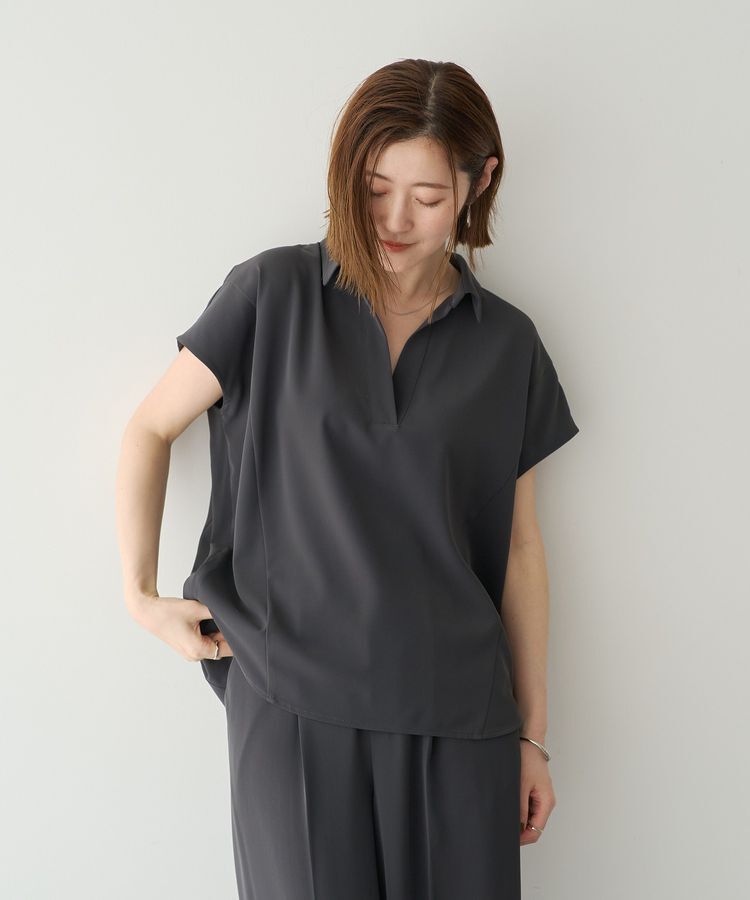 YECCA VECCA「【接触冷感】COOLスキッパーブラウス」|シャツ・ブラウス|