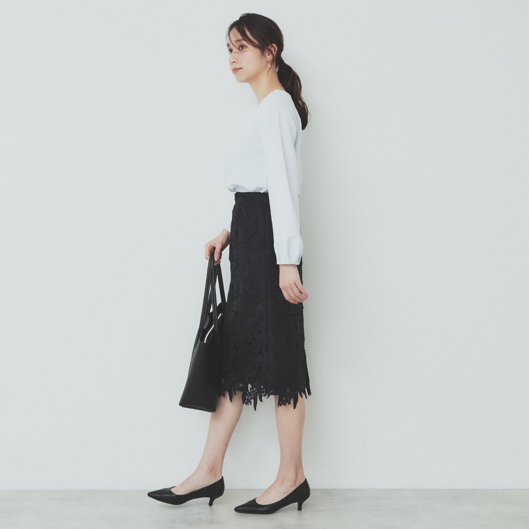 index「キーネックタックデザイントップス【洗濯機洗い可】」|Tシャツ・カットソー|