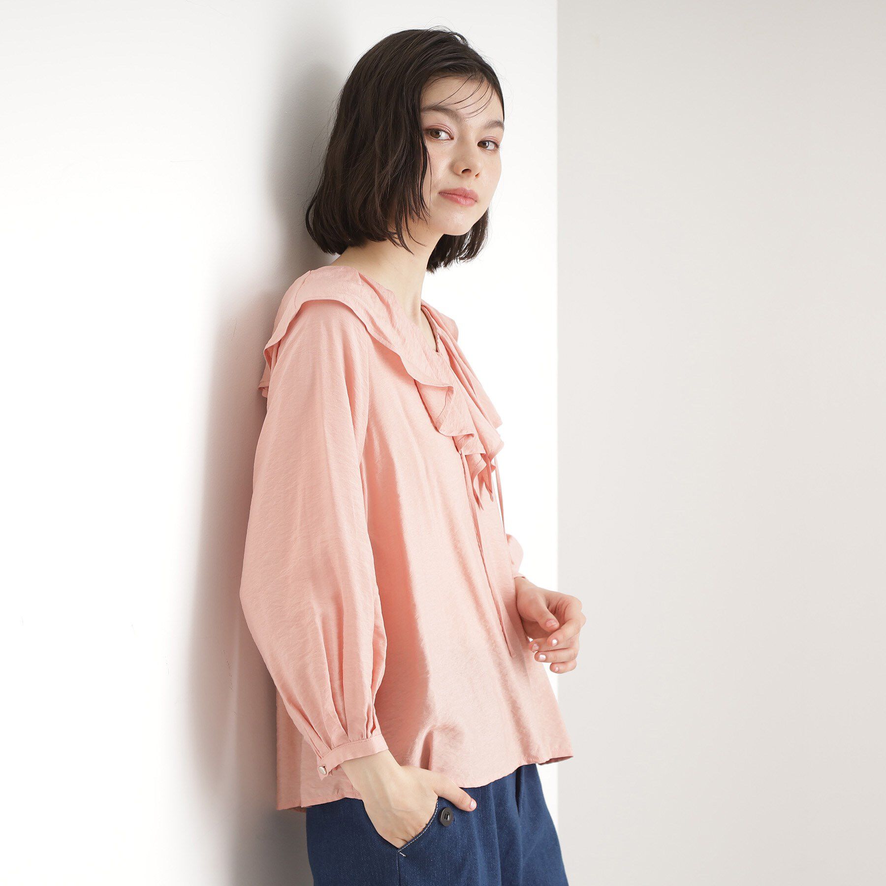 THE SHOP TK「ラッフルカラーブラウス【洗濯機OK】」|シャツ・ブラウス|