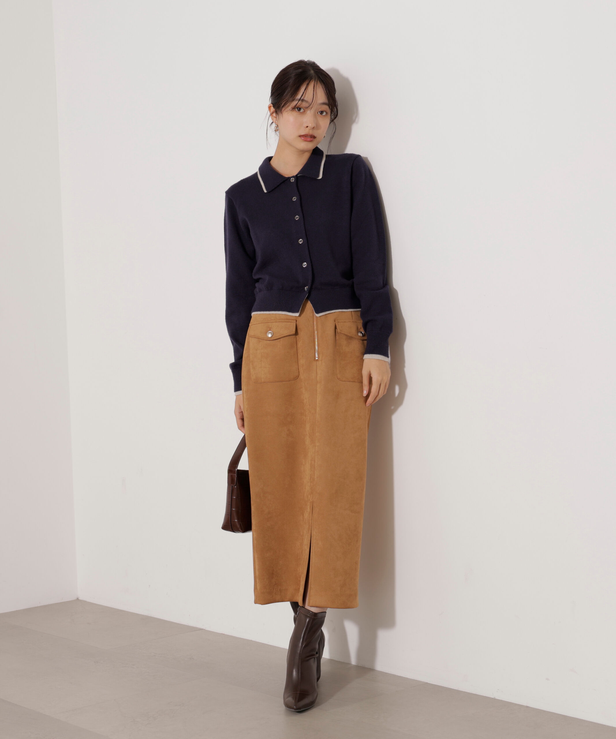 PROPORTION BODY DRESSING「ダンボールフェイクスエードタイトスカート 25AW」|スカート|キャメル1