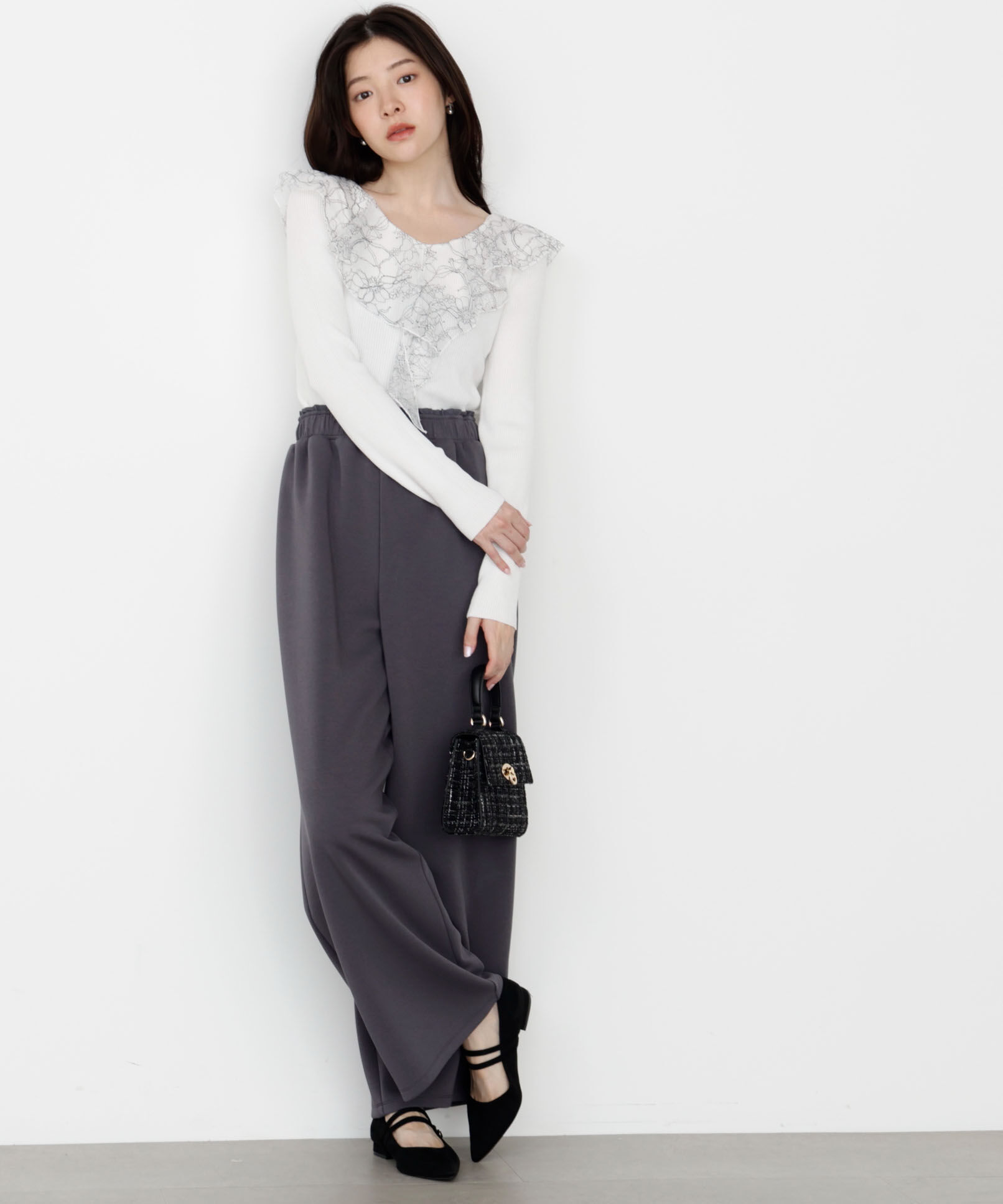 PROPORTION BODY DRESSING「レースフリルニット 25AW」|ニット・セーター|