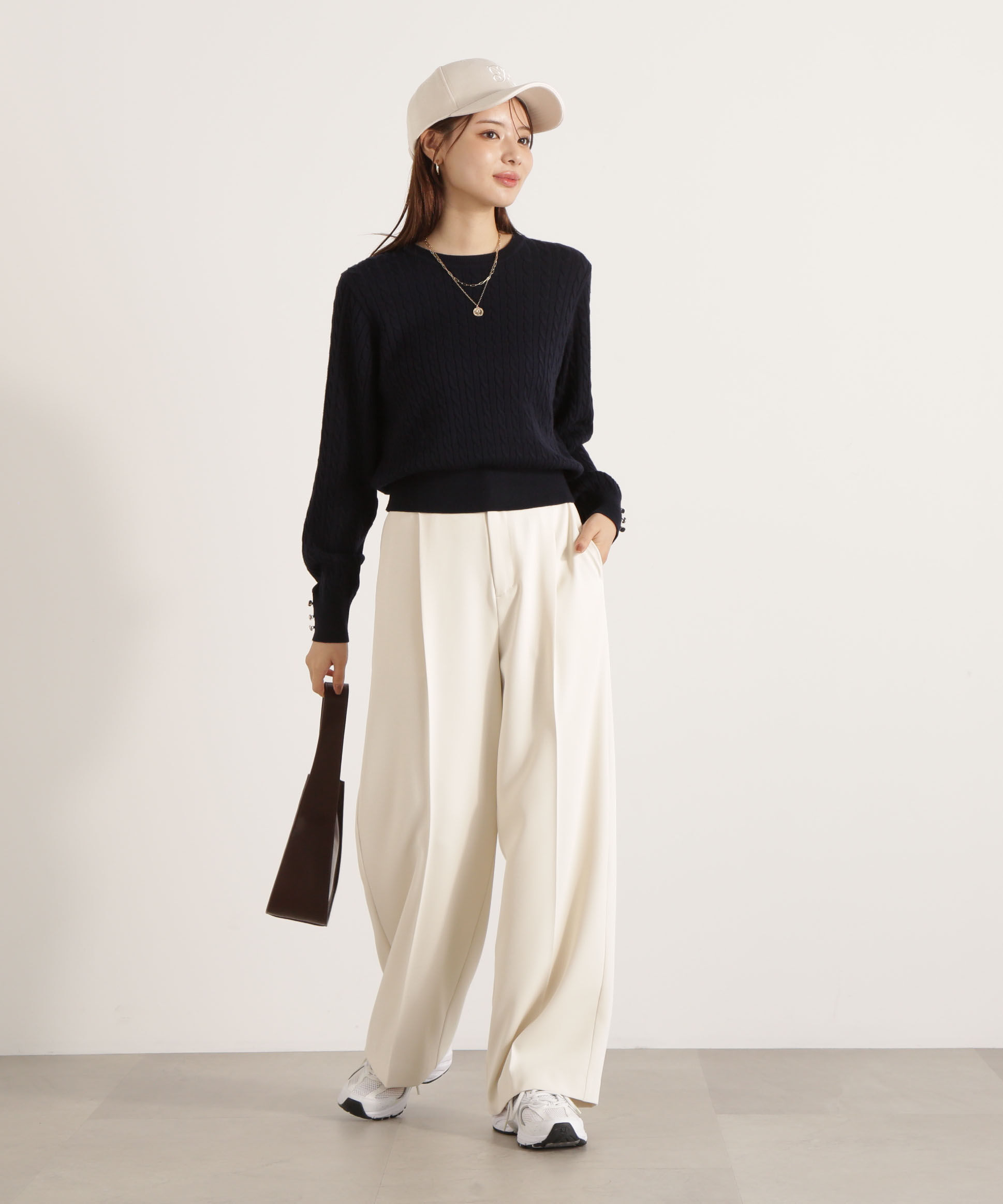 PROPORTION BODY DRESSING「＜ハンドウォッシャブル＞袖釦ミニケーブルニット」|ニット・セーター|