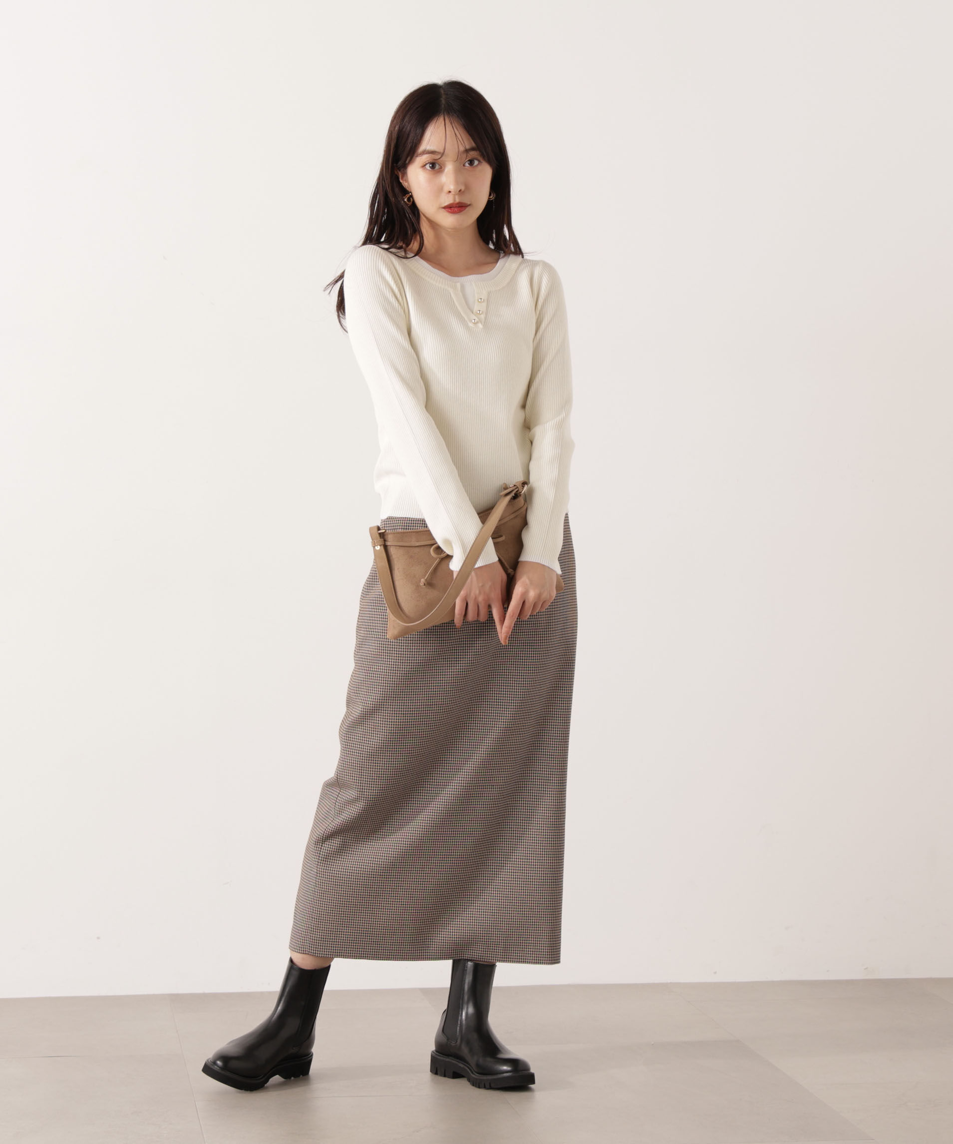 PROPORTION BODY DRESSING「ギンガムナロータイトスカート 25AW」|スカート|