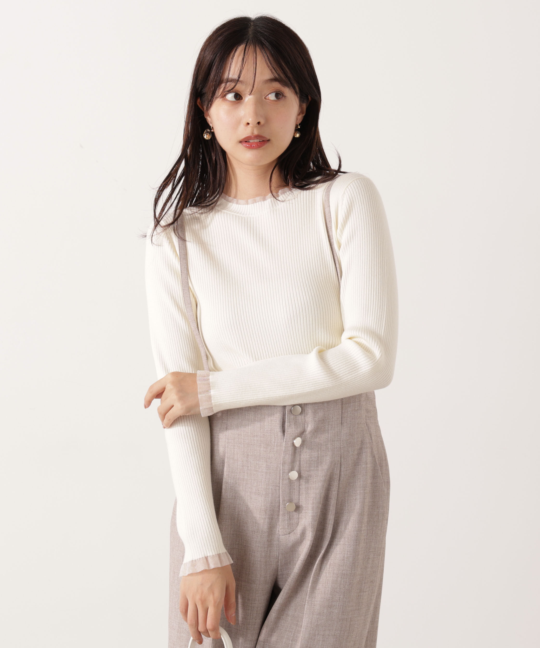 PROPORTION BODY DRESSING「部分シアーリブニット 25AW 」|ニット・セーター|