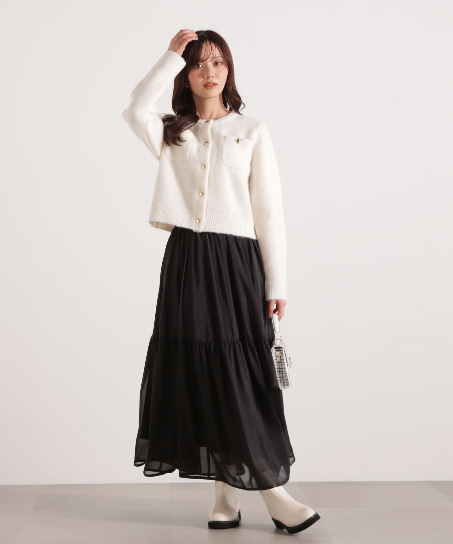 PROPORTION BODY DRESSING「釦POINTウール混カーディガン 25AW」|カーディガン|