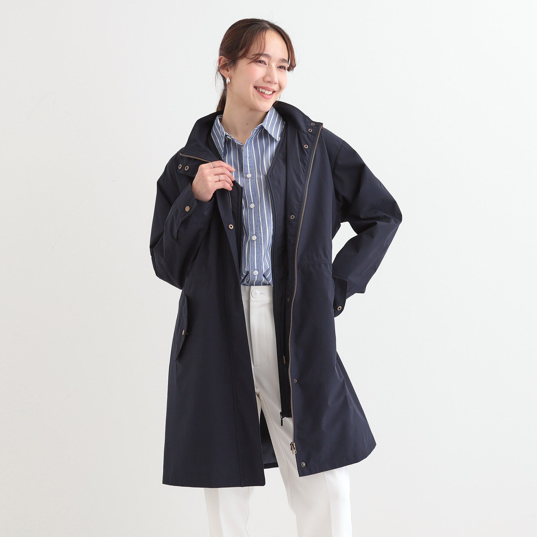 SHOO･LA･RUE「【撥水/防花粉/S-LL】ライナー付き ミリタリーフーデッドコート」|その他|