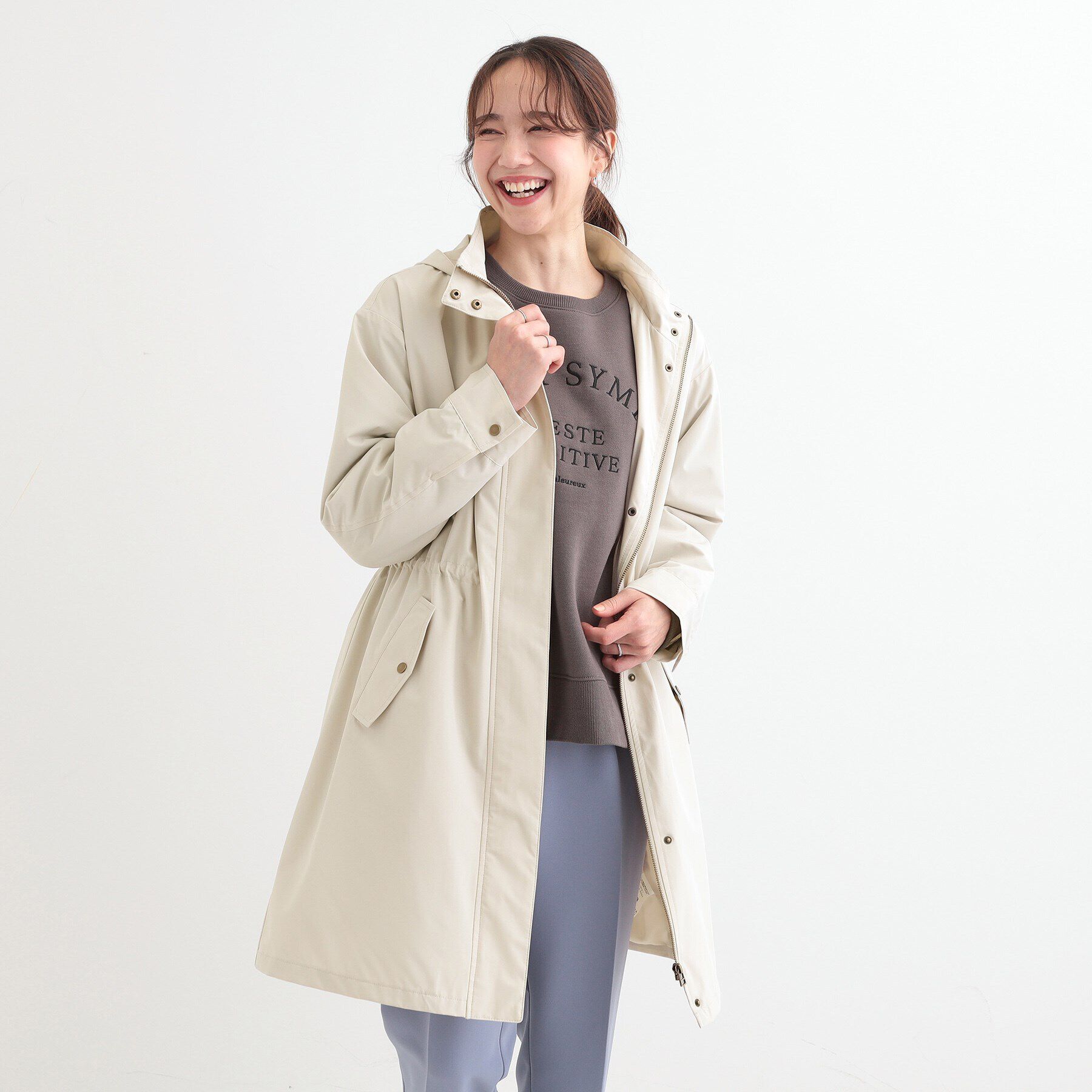 SHOO･LA･RUE「【撥水/防花粉/S-LL】ライナー付き ミリタリーフーデッドコート」|その他|