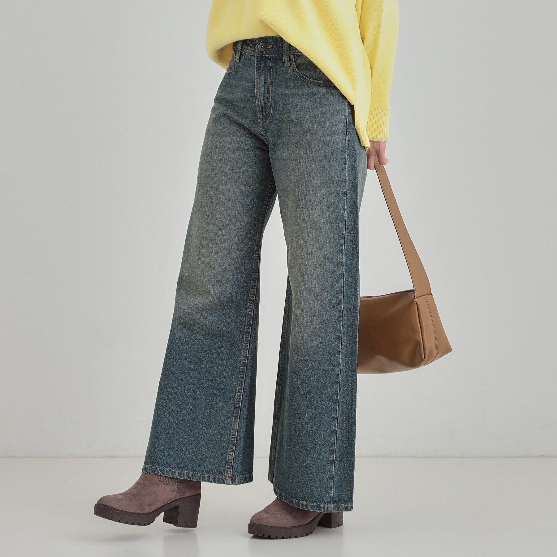 SHOO･LA･RUE「【SHOO・LA・RUE DENIM】体型カバーにも バギーデニムワイドパンツ」|デニム|ブルー(093)