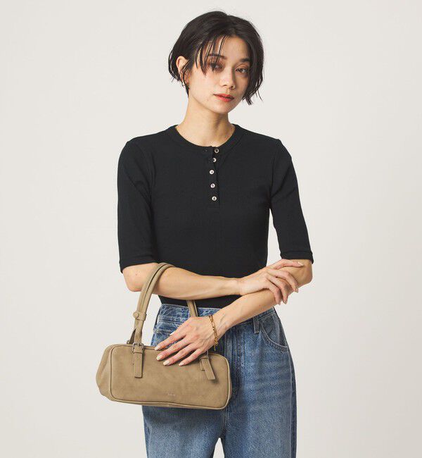 UNITED ARROWS green label relaxing「＜Robert P. Miller＞ヘンリーネック 5分袖 プルオーバー カットソー」|Tシャツ・カットソー|BLACK
