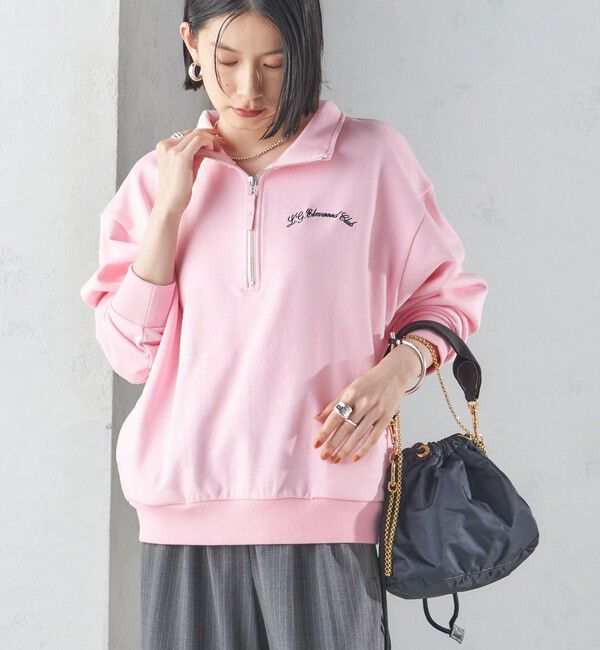 SHIPS for women「【SHIPS別注】LOGAN KNITTING MILLS: ハーフ ジップ プルオーバー」|スウェット・ジャージ|ピンク