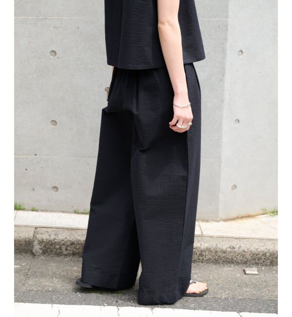 OUTDOOR PRODUCTS Usual Things「コットンサッカーベルテッドタックワイドパンツ」|スラックス|