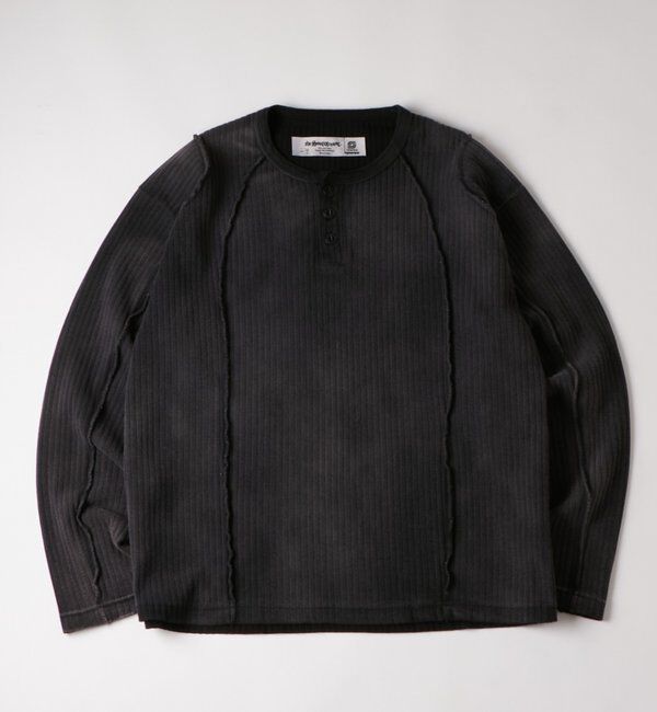  「【Sourcream】針抜きヘンリースイッチングL/S TEE」|Tシャツ・カットソー|チャコールグレー