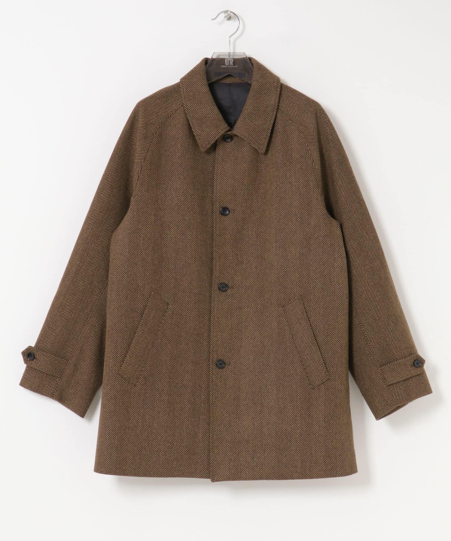 URBAN RESEARCH「WINDPROOF TWEED HALF COAT」|ノーカラーコート|