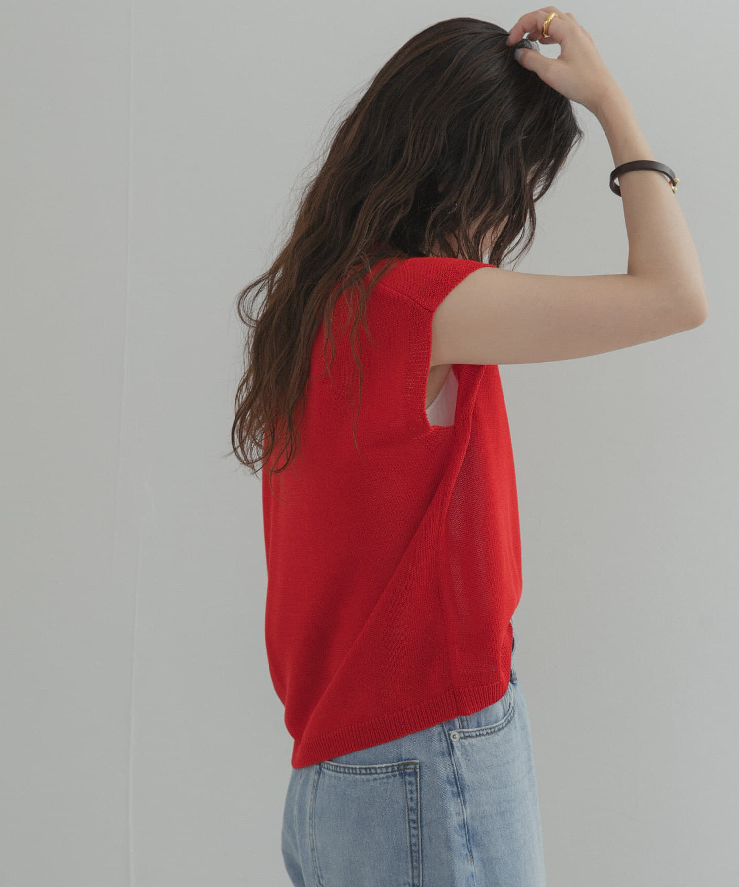 URBAN RESEARCH DOORS「『WEB限定』フレンチスリーブポロニット」|ニット・セーター|