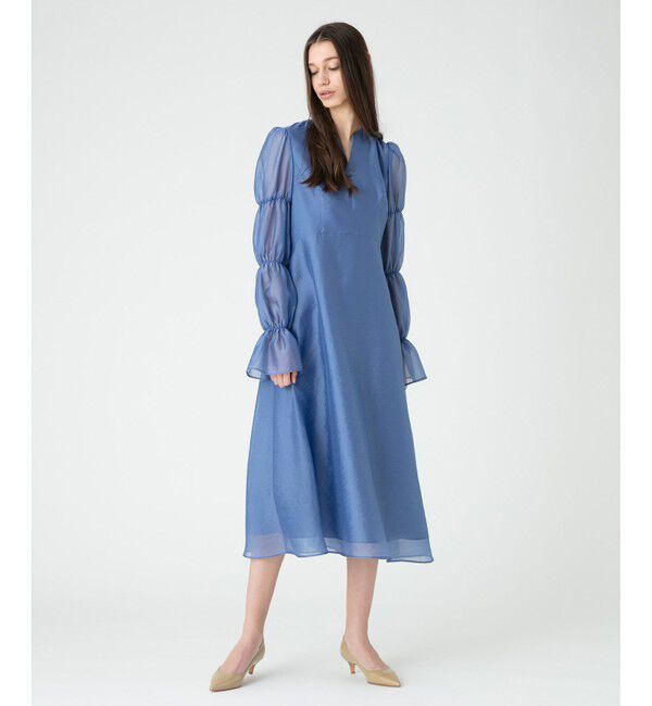 LOULOU WILLOUGHBY「【LOULOU WILLOUGHBY】ギャザーシフォンスリーブワンピース」|ワンピース|