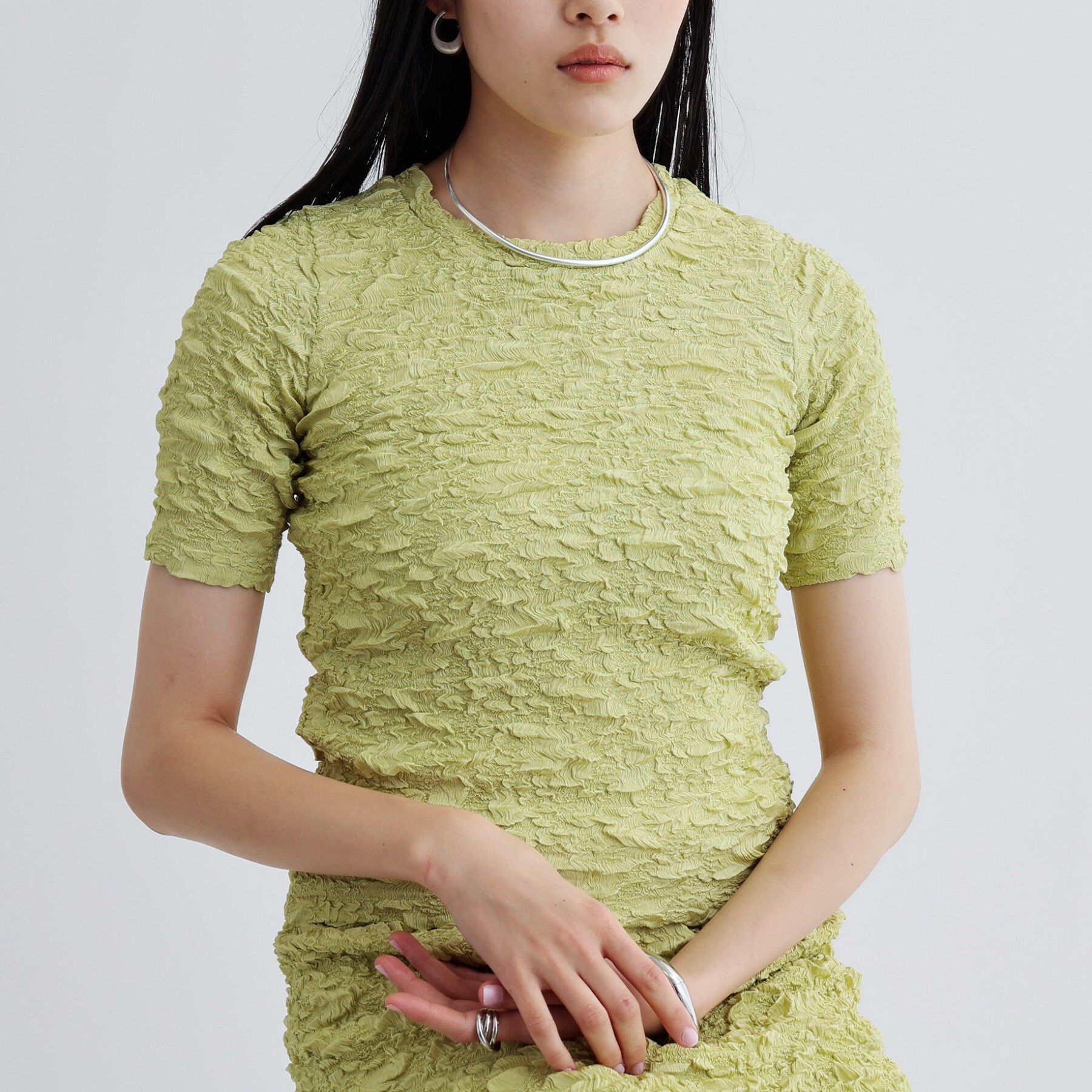 GALLEST「【セットアップ可能】ふくれジャカードトップス」|Tシャツ・カットソー|ライトグリーン(02