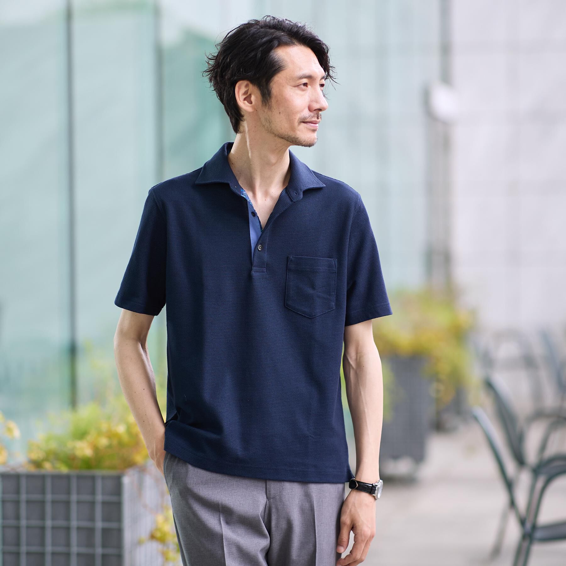 TAKEO KIKUCHI「【抗菌防臭】ハニカムメランジ ポロシャツ」|ポロシャツ|