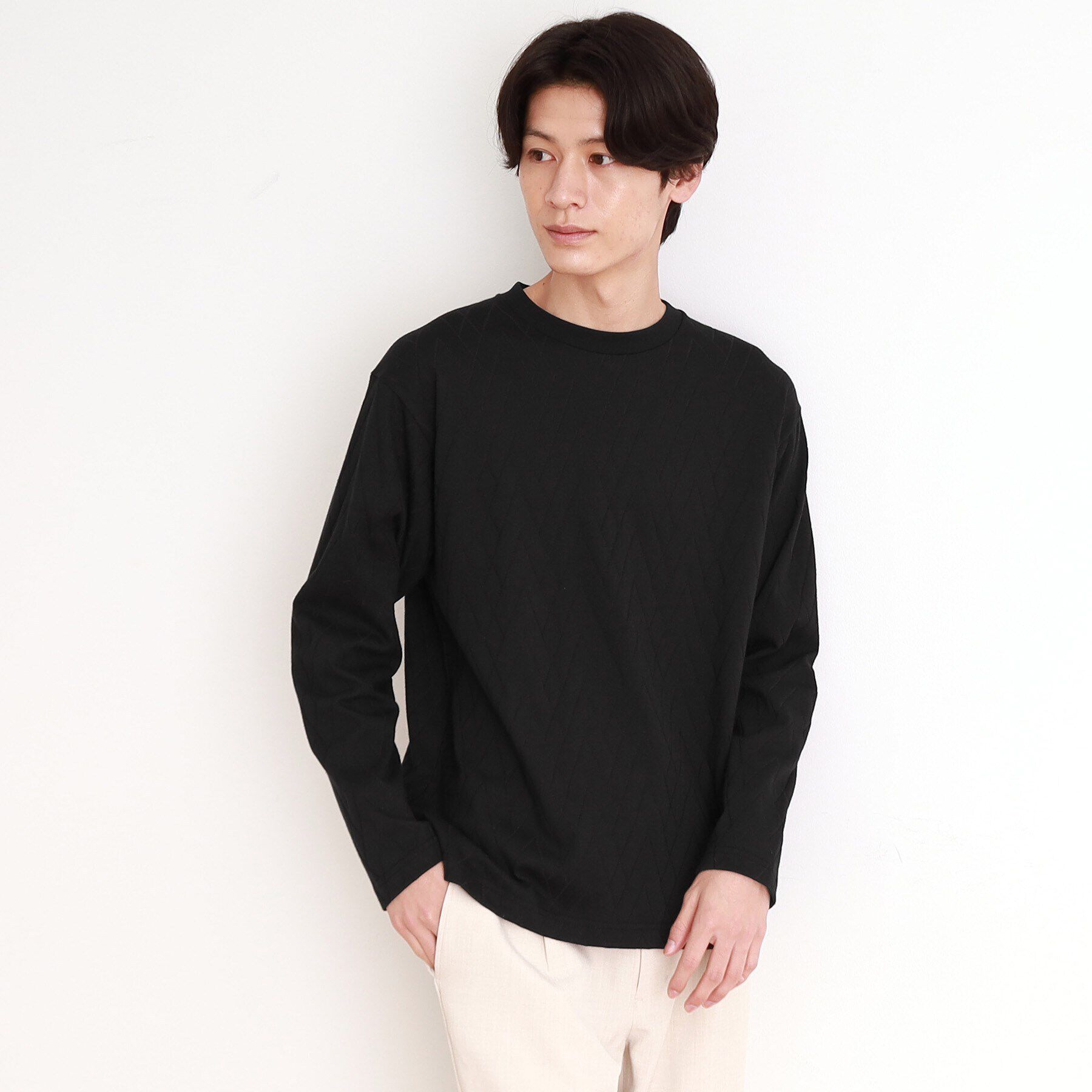 THE SHOP TK「ジオメトリックリンクス長袖Tシャツ ON／OFF兼用」|Tシャツ・カットソー|ブラック(019)