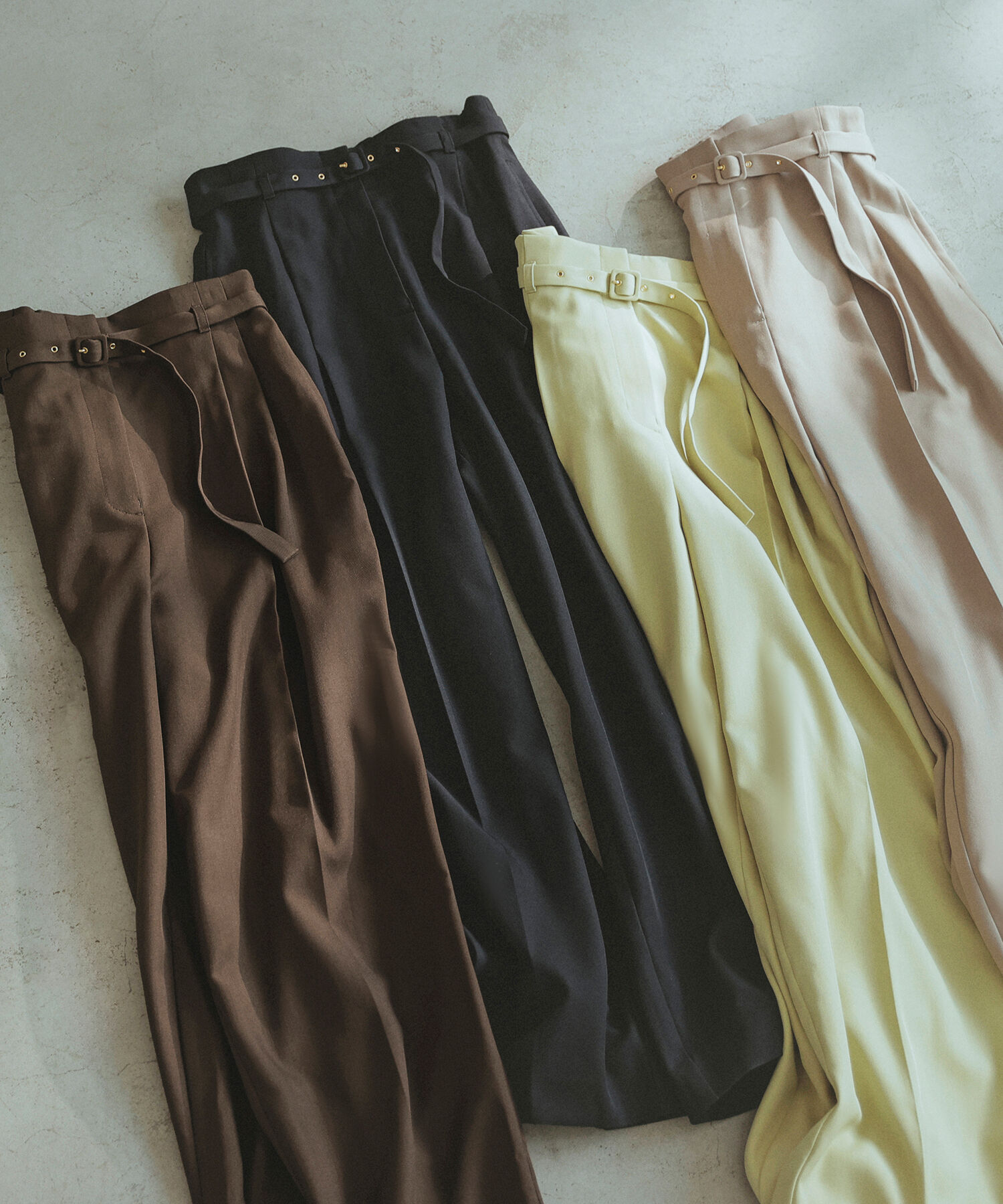  「くびれ仕込みベルテッドパンツ」|その他|ブラック