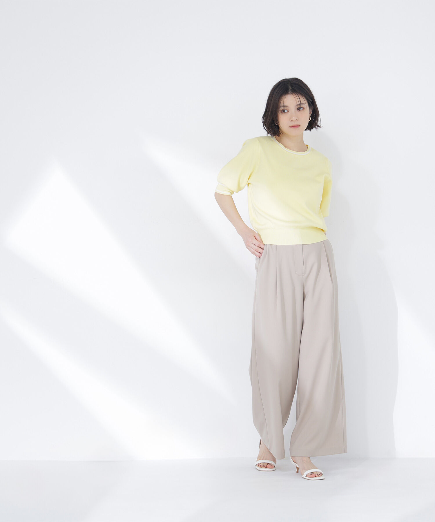  「ベルテッドタックワイドパンツ」|その他|