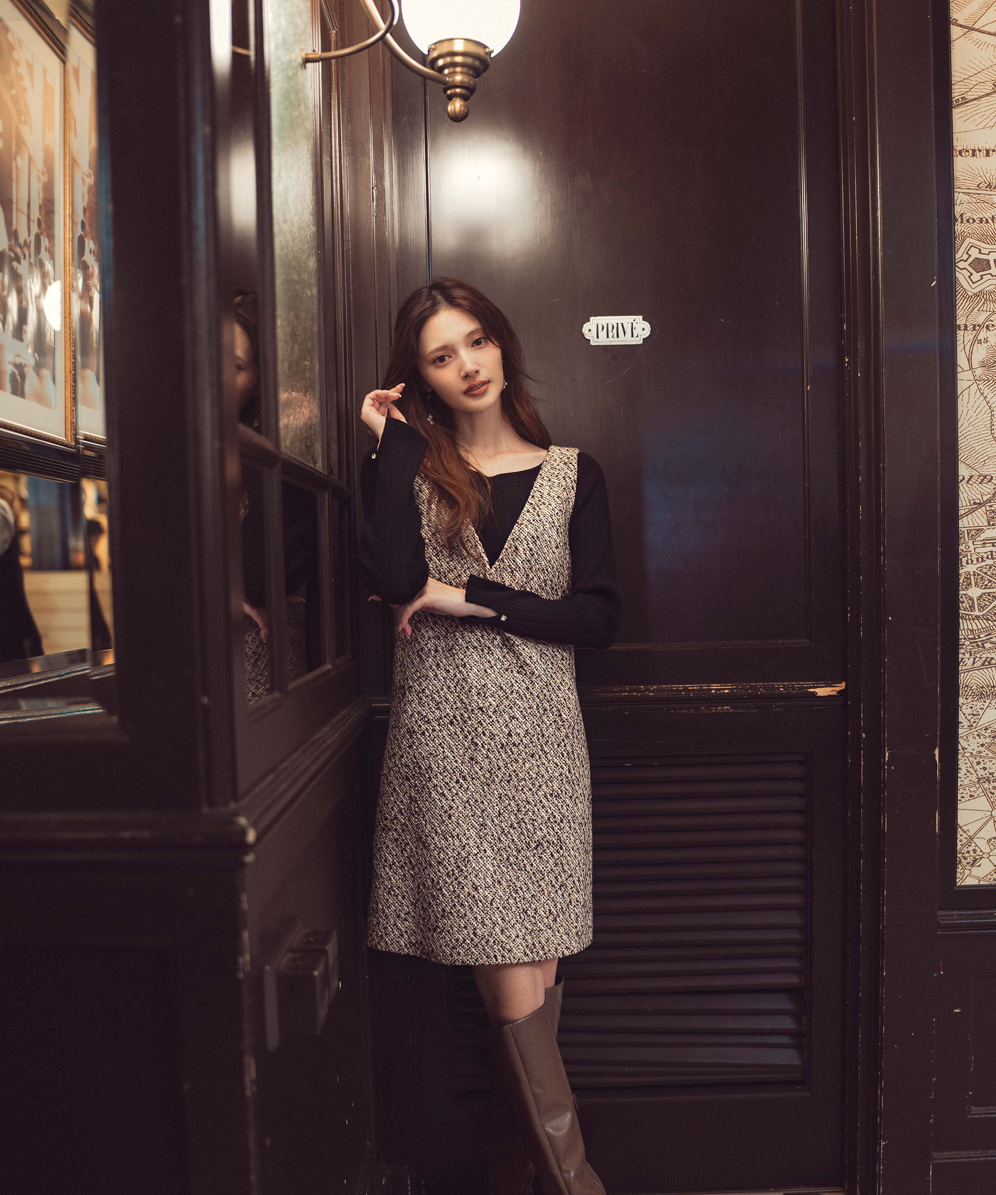 PROPORTION BODY DRESSING「ツイードミニジャンスカ 25AW」|ワンピース|ピンクブラウ