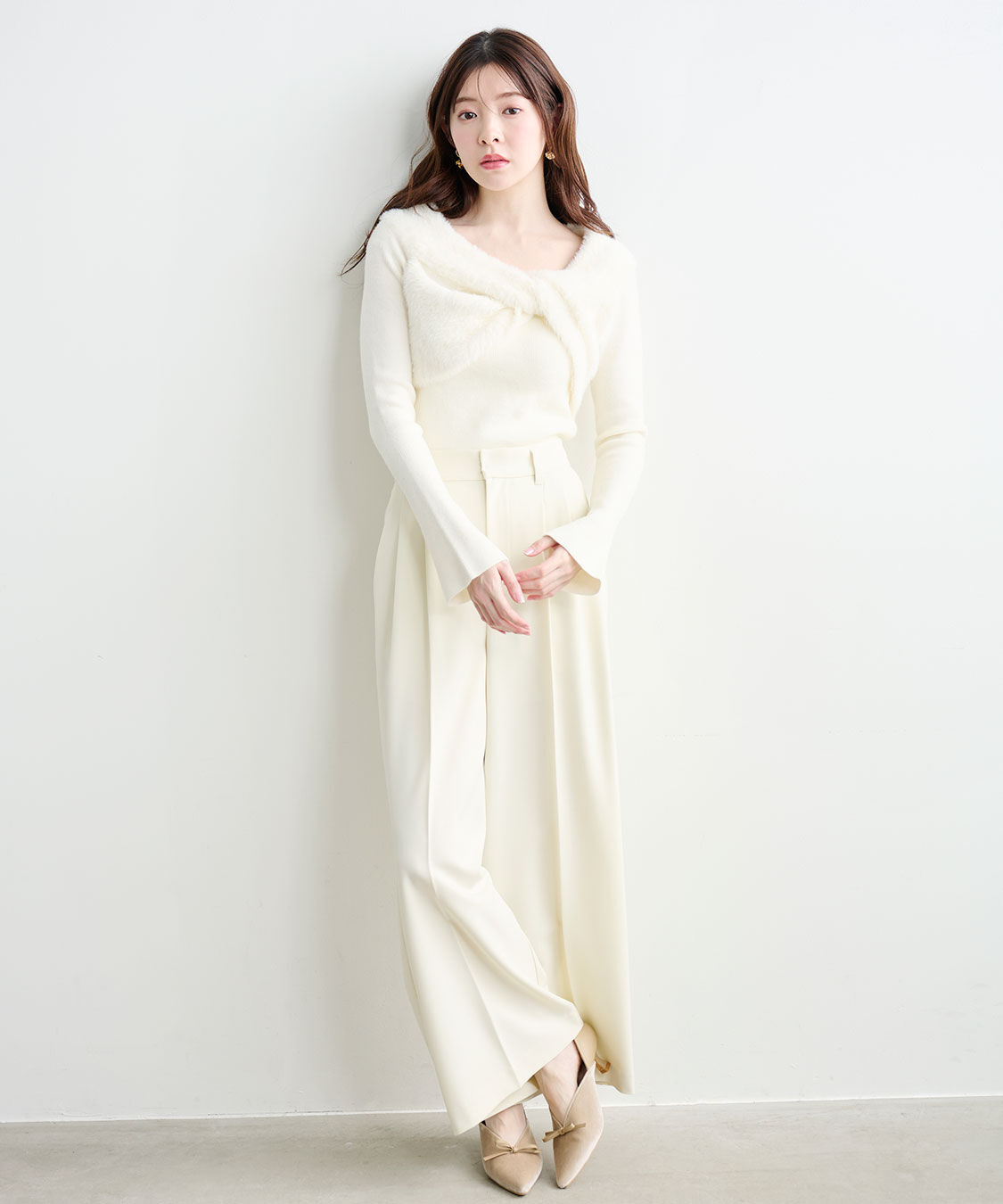 COCO DEAL「スラックスワイドパンツ」|スラックス|アイボリー