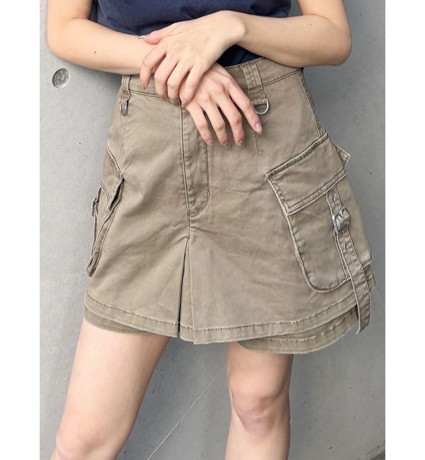 MURUA「ウォッシュカーゴスカートパンツ」|スカート|ベージュ