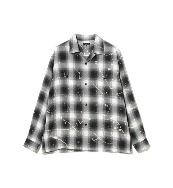 BEAMS「ブリーチ オンブレチェック オープンカラーシャツ【リラックスフィット】」|シャツ・ブラウス|BLACK