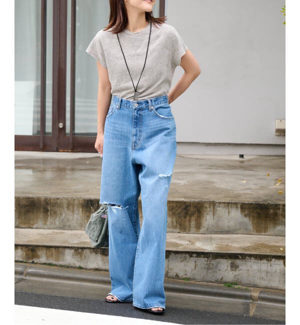 OUTDOOR PRODUCTS Usual Things「ULTデニムハイライズルーズスラッシュ5PKT」|デニム|