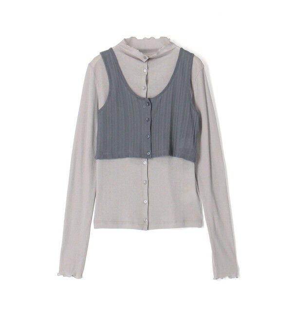 DES PRES「オーバーレイコットン レイヤードロングスリーブTシャツ」|Tシャツ・カットソー|16 グレー系