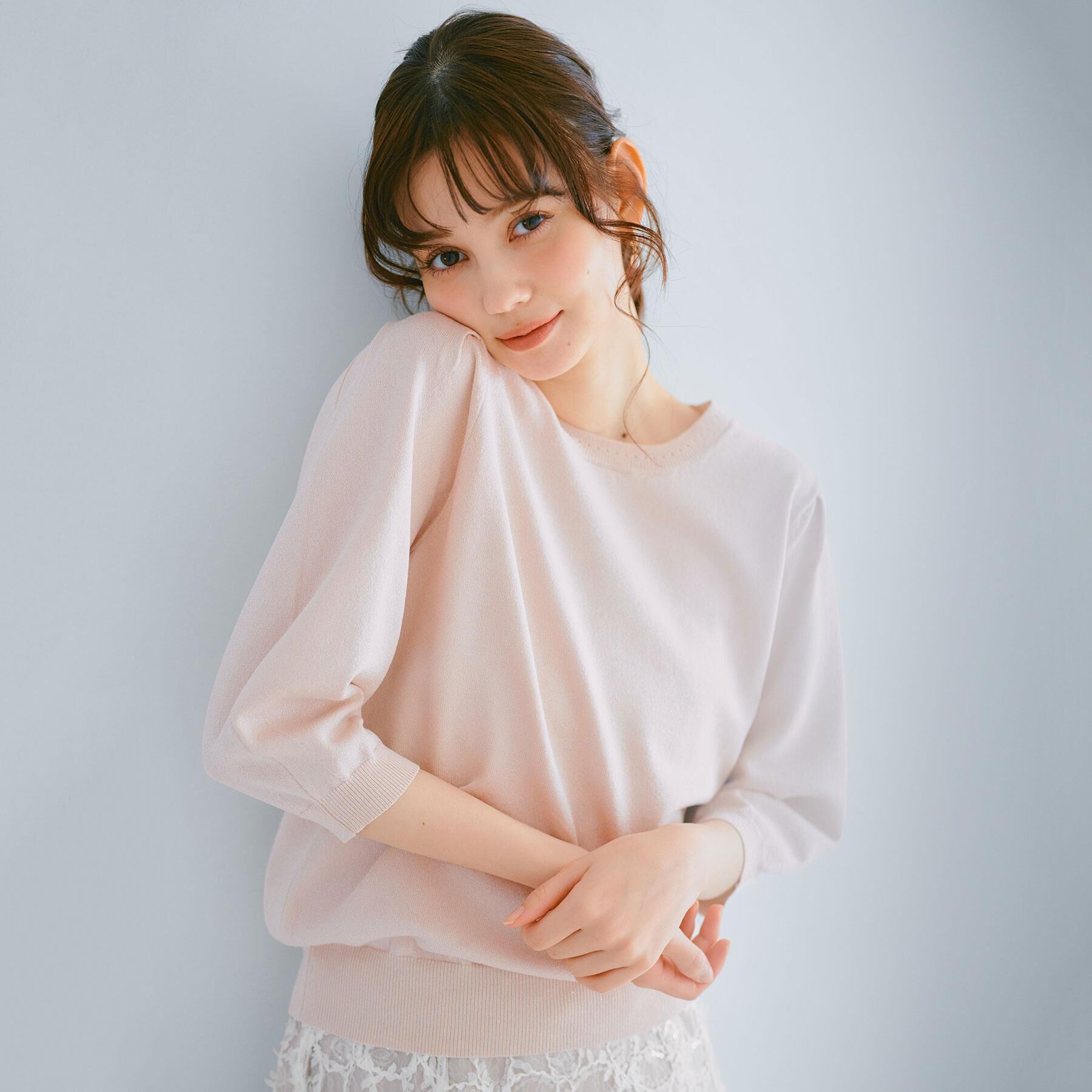 index「《7色展開／XS-LLサイズ》クルーネックデザインスリーブニット【洗濯機洗い可】」|ニット・セーター|
