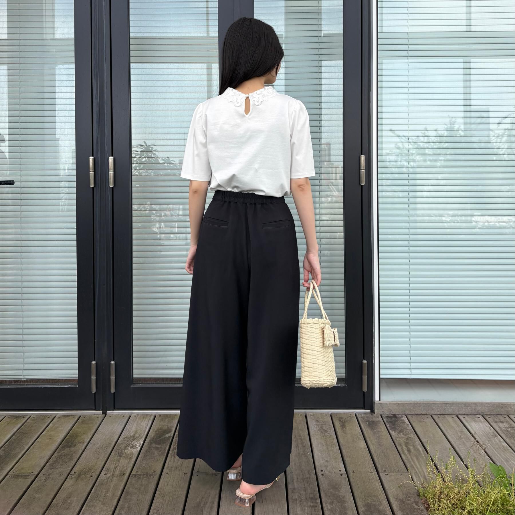 Couture broach「【UVカット・接触冷感・洗える】襟レース トップス」|Tシャツ・カットソー|