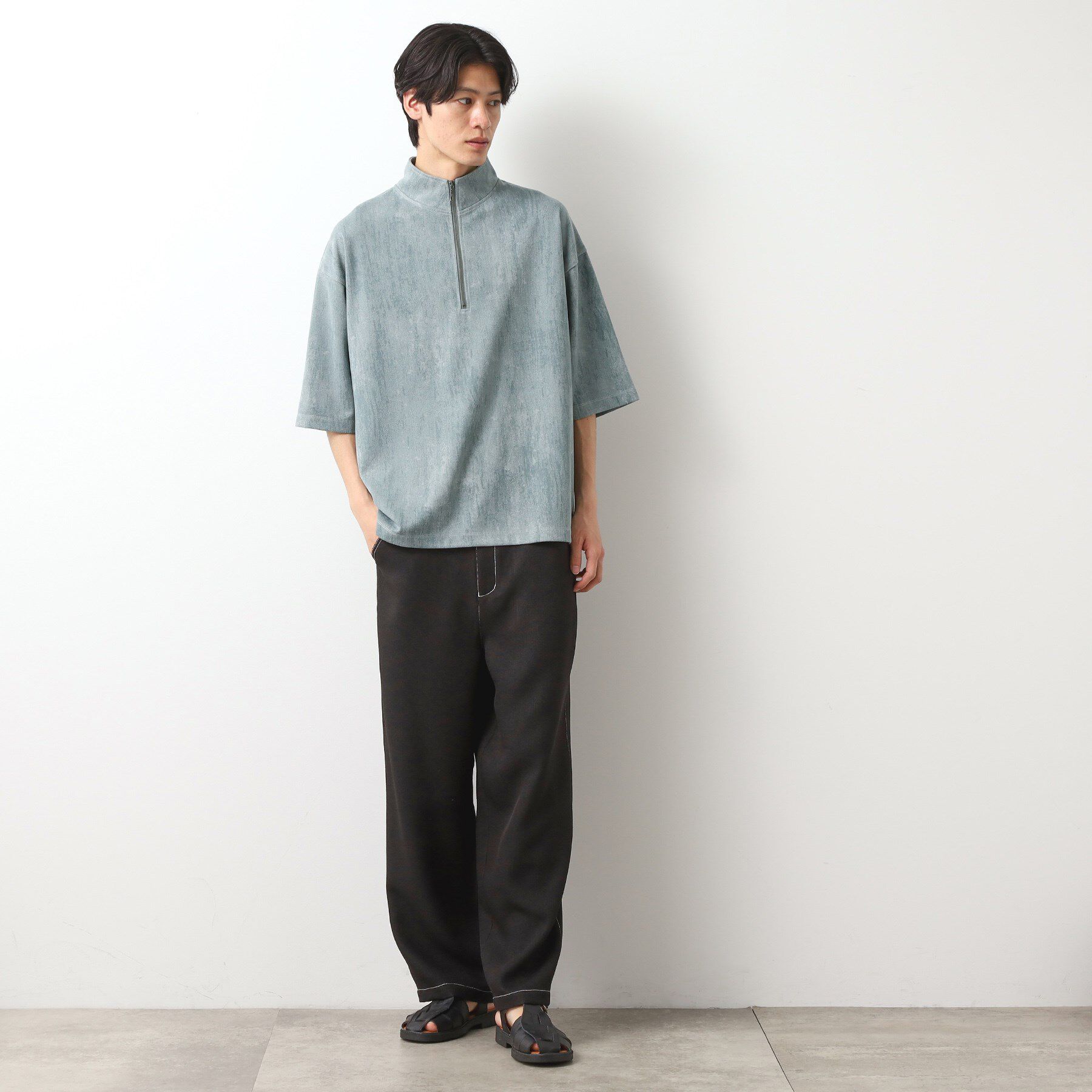 THE SHOP TK「スウェード ハーフジッププルオーバー　洗濯機OK」|Tシャツ・カットソー|