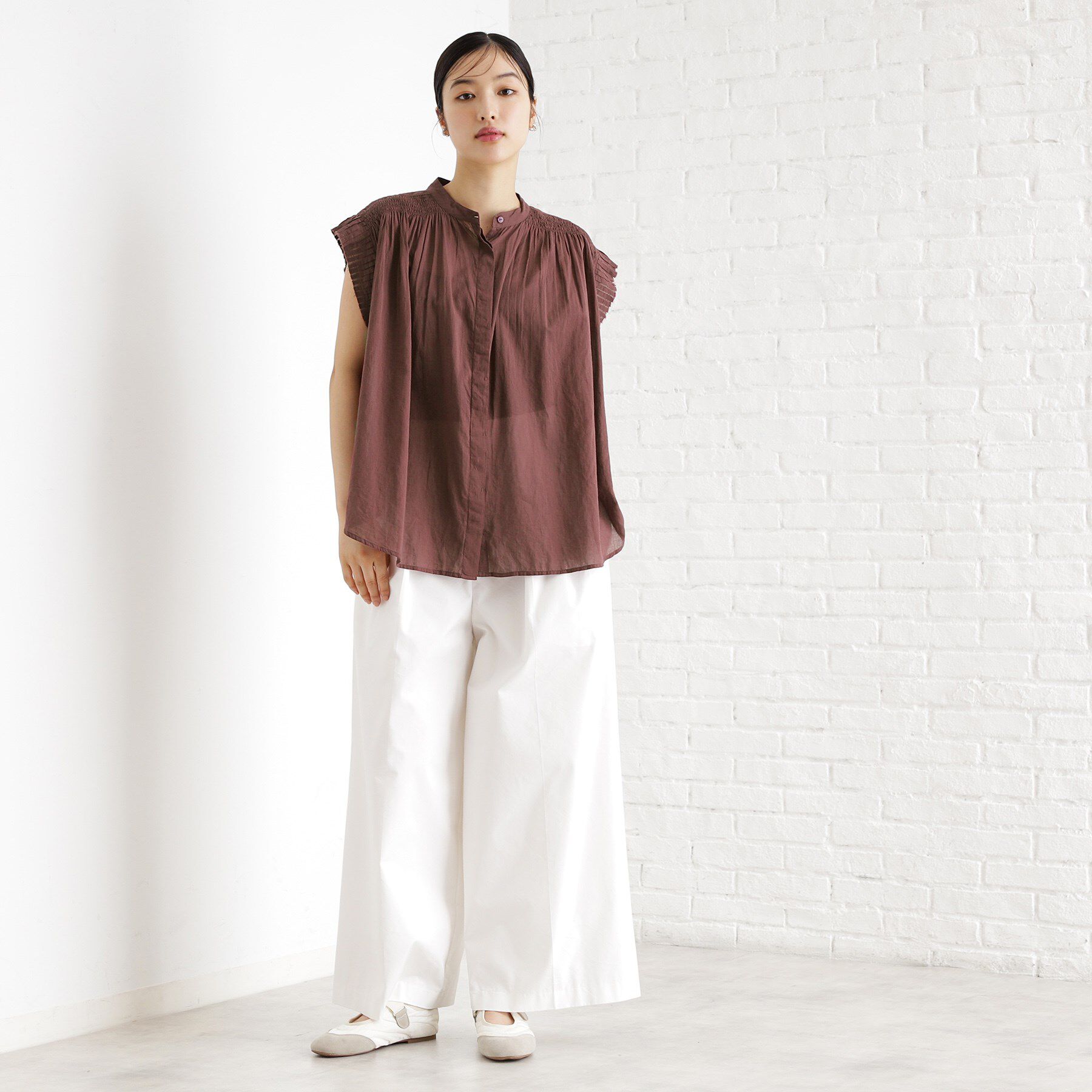 THE SHOP TK「シャーリングブラウス【洗える】」|シャツ・ブラウス|