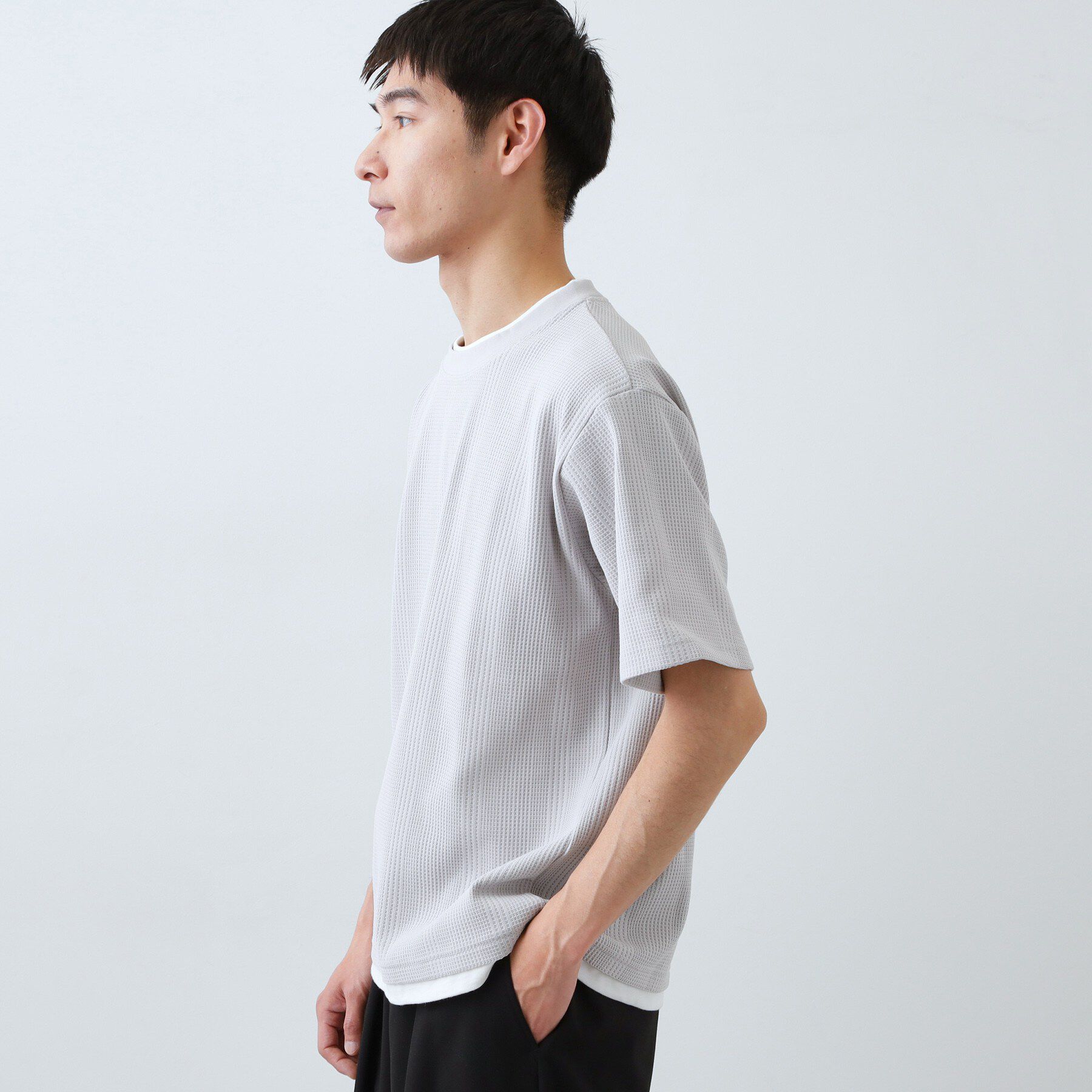 THE SHOP TK「【ラクして決まる！】レイヤード風半袖Tシャツ　洗濯機OK」|Tシャツ・カットソー|