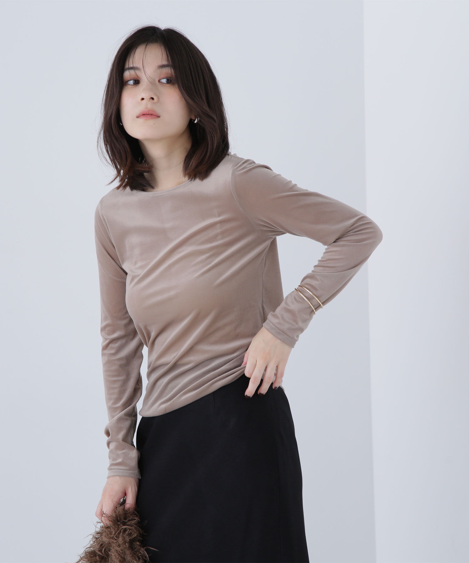  「ベロアボートネックカットソー」|Tシャツ・カットソー|