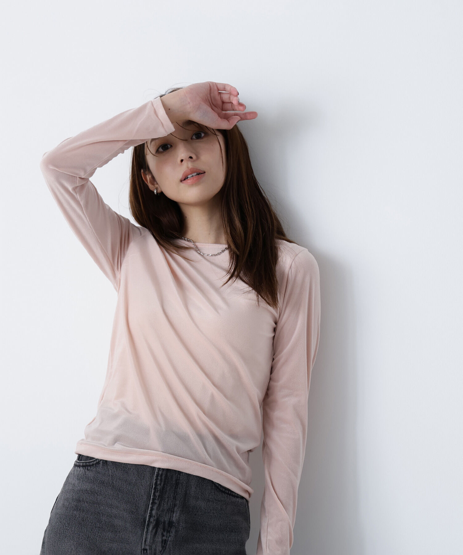  「ベロアボートネックカットソー」|Tシャツ・カットソー|ピンク