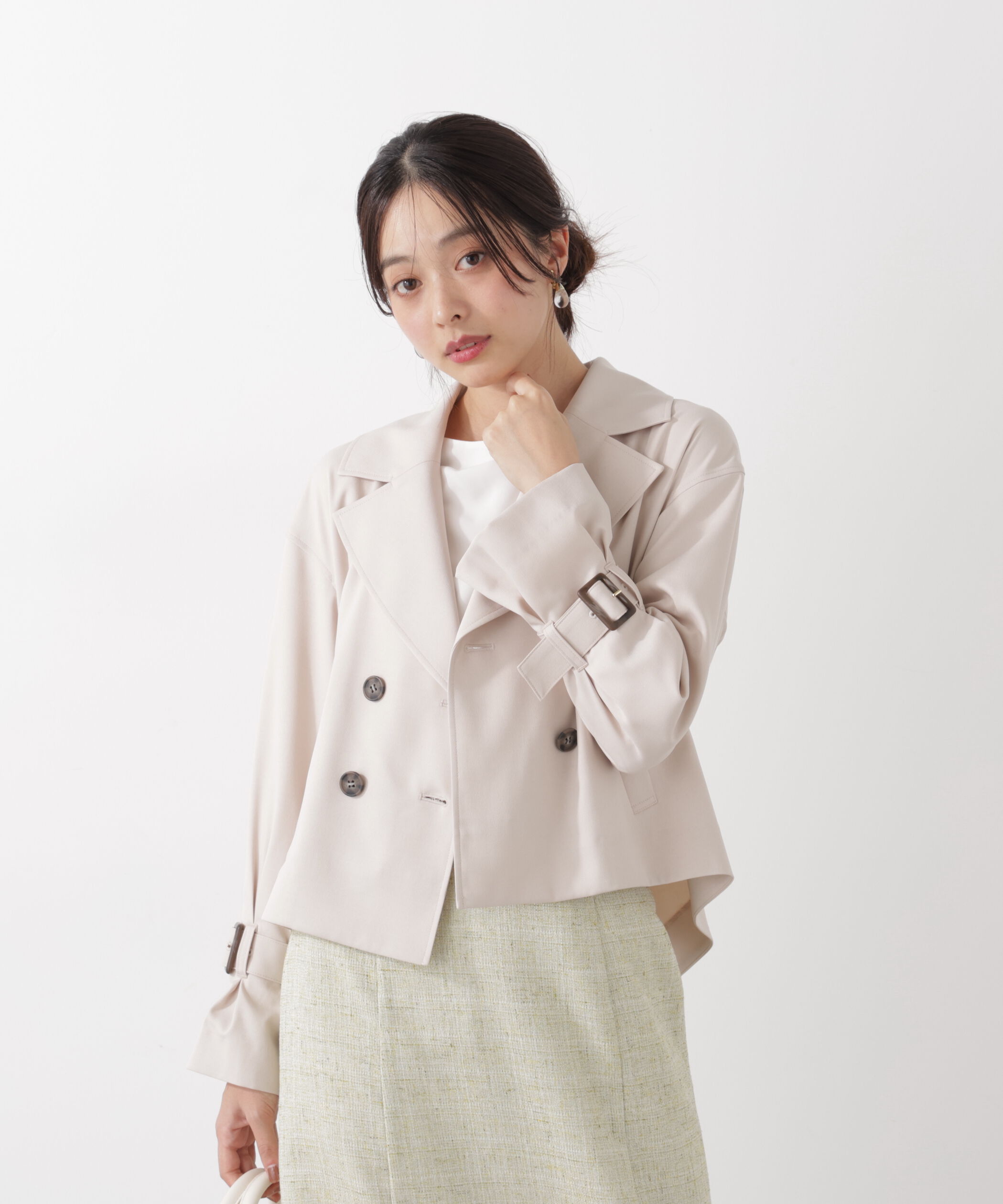 PROPORTION BODY DRESSING「＜防シワ/花粉リリース＞ショートトレンチコート」|ブルゾン・スタジャン|