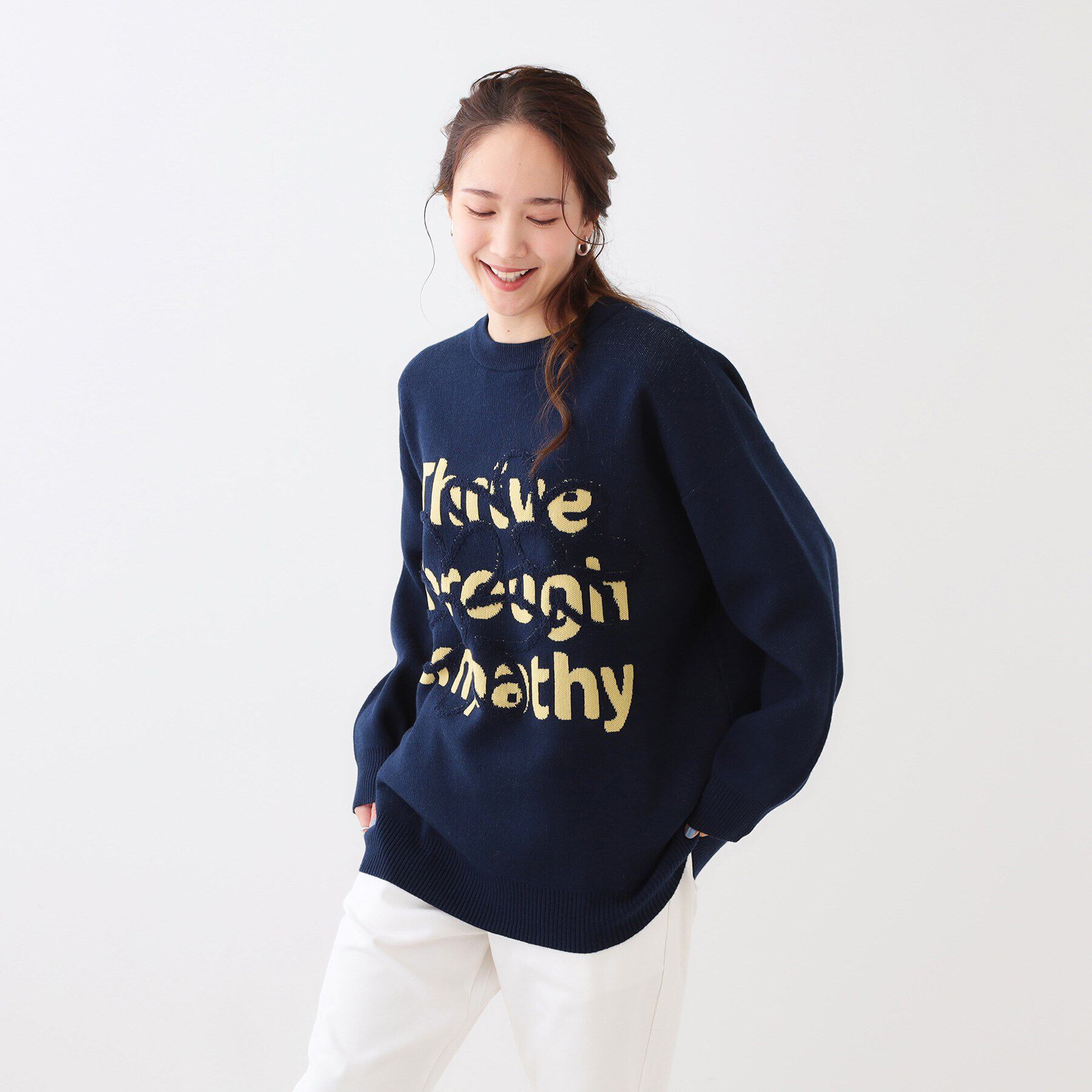 SHOO･LA･RUE「お花&times;ロゴ ゆるシルエットニット」|ニット・セーター|