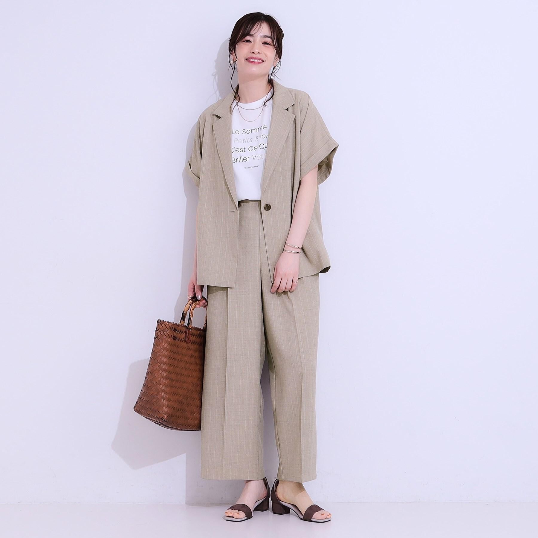SHOO･LA･RUE「【ひんやり/UVカット】選べる3柄 お袖チュールで差をつける ロゴプリントTシャツ」|Tシャツ・カットソー|