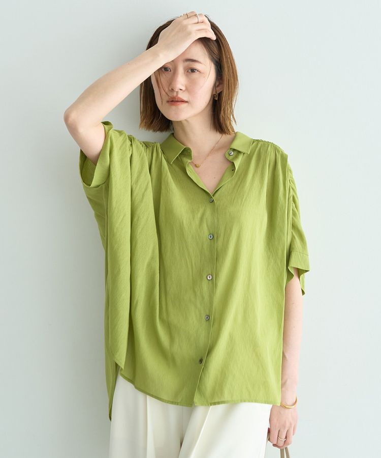 YECCA VECCA「【ドライタッチ】シアーバックギャザーシャツ」|シャツ・ブラウス|
