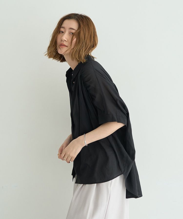 YECCA VECCA「【ドライタッチ】シアーバックギャザーシャツ」|シャツ・ブラウス|