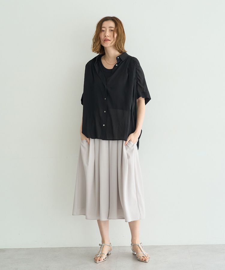 YECCA VECCA「【ドライタッチ】シアーバックギャザーシャツ」|シャツ・ブラウス|