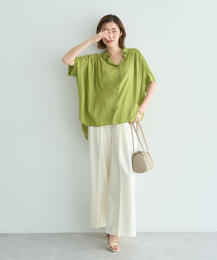 YECCA VECCA「【ドライタッチ】シアーバックギャザーシャツ」|シャツ・ブラウス|