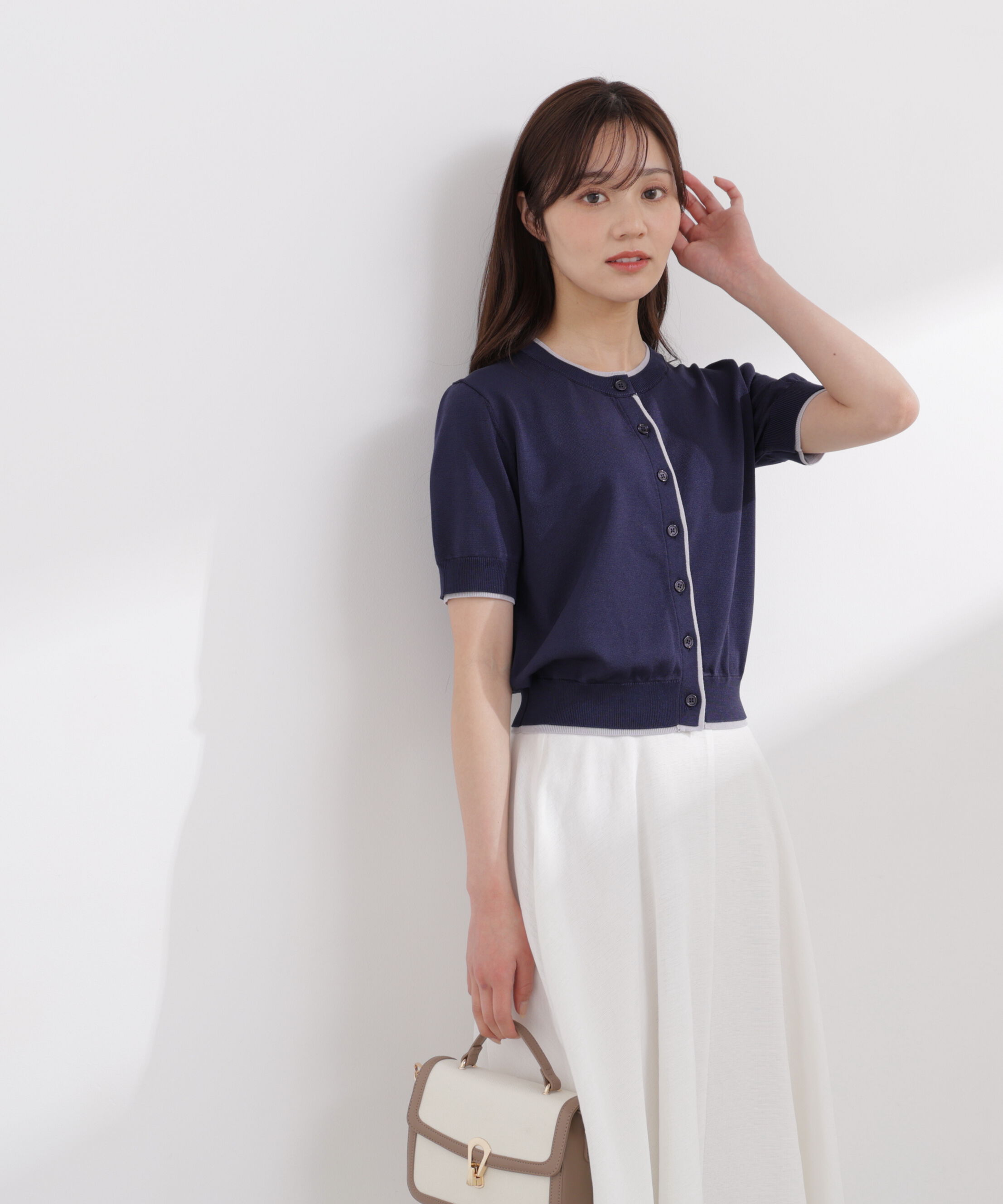 PROPORTION BODY DRESSING「〈a/mie〉配色カーディガン 26SS」|ニット・セーター|
