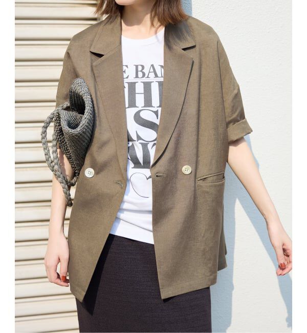 SLOBE IENA「《追加2予約》リネンレーヨンハーフスリーブジャケット」|その他|